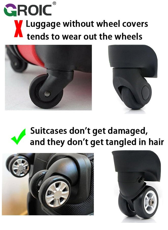 GROIC 8 Pcs Luggage Wheel Covers, Suitable for Swivel wheels, Quiet and Wear-resistant, Reduces Noise and Prevents Scratches, Fits Wheels 2-2.4 Inch Diameter, Full-Wrap Silicone Durable Travel Case Accessories - Image 3